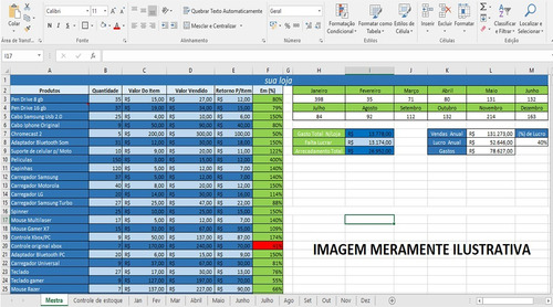 Planilha Excel Controle Lucro Estoque Fluxo De Caixa Vendas