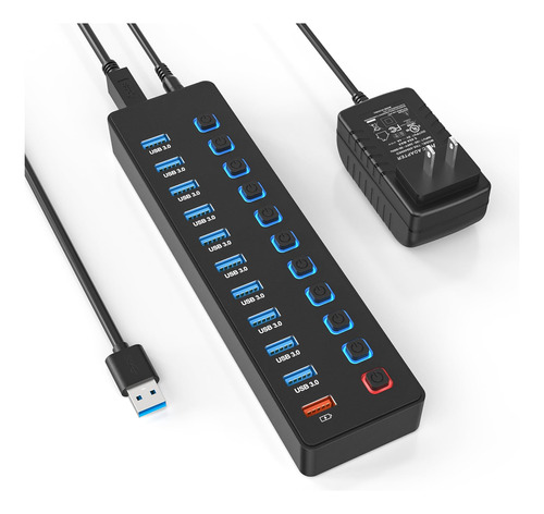 Hub Usb Alimentado, Divisor De Concentrador Usb 3.0 De 11 Pu