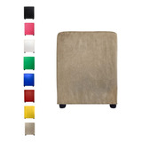 Puff Quadrado Banqueta Cubo Decorativo Organizador Courino Cor Bege Suede