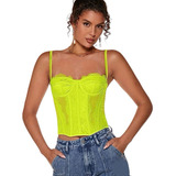 Corset Bustier Top Shein Importado Amarillo Encaje Aesthetic