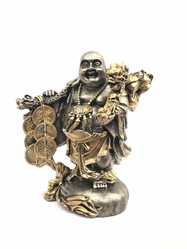 Figura Decorativa Buda Chino De La Abundancia Con Dragon