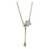 Oferta! Collar Mujer Oro 18kt Cristales Flor Joyas