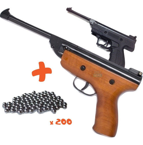 Pistola Aire Comprimido Calibre 5.5 Mm + 200 Balines !!