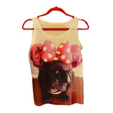 Camiseta Playera Para Mujer Estampado Bull Dog Perro