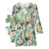 Fwefww Conjunto Moda Praia Feminino Kimono+biquini Levanta