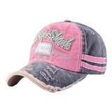 Jockey Gorro Béisbol Sombrero Jeans Desgastado Rosado Mujer