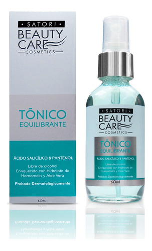 Tónico Astringente Equilibrante Facial Ácido Salicílico + Pantenol Antiacné Satori Beauty Care Cosmetics 60ml