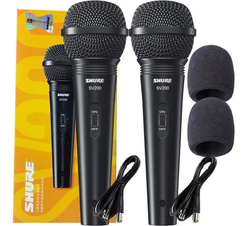 Microfone Shure Sv200 + Espuma +cabo Xlr Combo De 2 Unidades
