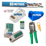 Kit 80m Cabo Rede Furukawa + 20 Rj45 + Teste + Alicate + Bat