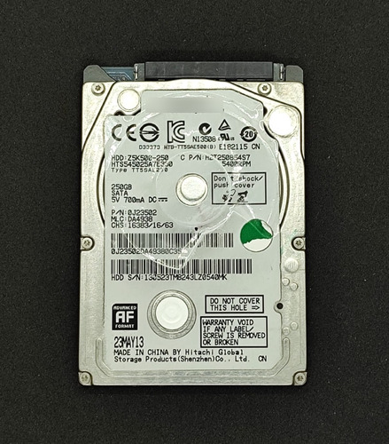 Disco Rigido Hdd 250 Gb Hitachi 7mm Outlet