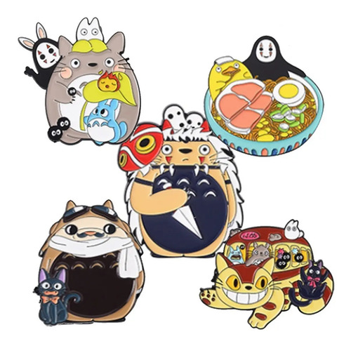Set 4 Pines Studio Ghibli Totoro Chihiro Mononoke Sin Cara