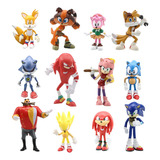 12pcs Figuras Sonic Tails Knuckles Amy Rose Figuras Juego