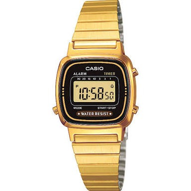 Reloj Casio De Dama Modelo La 670 Dorado Caratula Negra