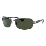 Anteojos De Sol Polarizados Ray-ban Rb3379 Large Con Marco De Metal Color Polished Gunmetal, Lente Green Clásica, Varilla Polished Gunmetal De Propionato