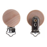 Pack Broche Porta Chupete Montessori Madera Circular X 5 Un