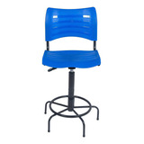Cadeira Caixa Alta Plástica Secretária Recepcao Hortifruti Cor Azul