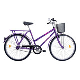 Bicicleta Aro 26 Com Bagageiro E Cesto - Onix Vb Houston Cor Violeta