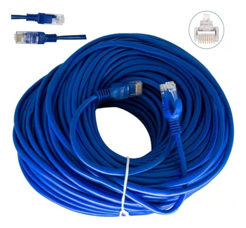 Cable De Red Lan Wifi Rj45 Cat5e De Internet Prensado De 30 Metros