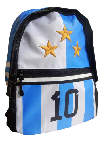 Mochila Escolar Jardín Seleccion Argentina 14 Pulgadas Wabro Color Blanco - Celeste Diseño De La Tela Rayado