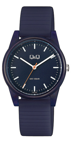 Reloj Q&q By Citizen Vs62j003y 100m Para Mujer Liniers Color De La Malla Azul Color Del Fondo Azul