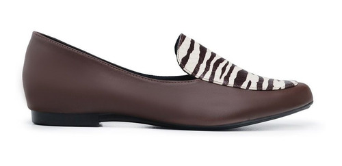 Sapatilha Mocassim Loafer Leruchel Animal Print Zebra Cacau