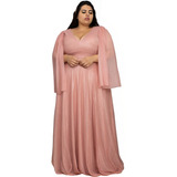 Vestido Madrinha Manga Curta Plus Size Evangélico Mãe Noivos