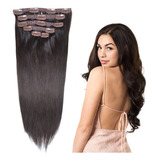 1 Clip Tic Tac Cabello Humano Marrón Oscuro 40cm 70g 6 1