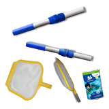 Kit Cabo Aluminio 4 Metros Cara Folha Peneira Piscina+ Brind