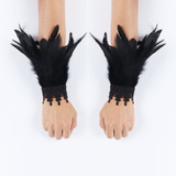 Guantes Góticos Punk, Muñequera De Plumas, Carnaval, Espectá