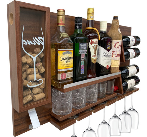 Bar Adega 100% Mdf Taças Vinhos Garrafas Decoração Casa Luxo