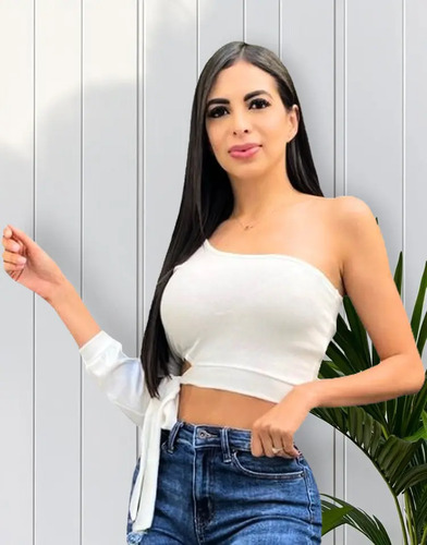Top Crop Un Hombro Blusas Juveniles Blusa Dama Mujer Moda