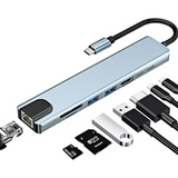 Hub Usb C Adaptador 8 Em 1 Extensor Hdmi Usb 3.0 Rj45 Exbom