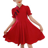 Vestido Retro Para Niños Rojo A La Moda, Agradable Para La P