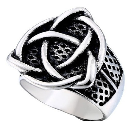 Anillo Vikingo Nudo Odin Color Plata Acero Inoxidable Hombre