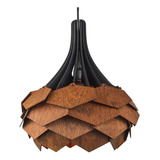 Lustre Pendente Em Madeira Natural Sucupira - Pinho Black 110v/220v