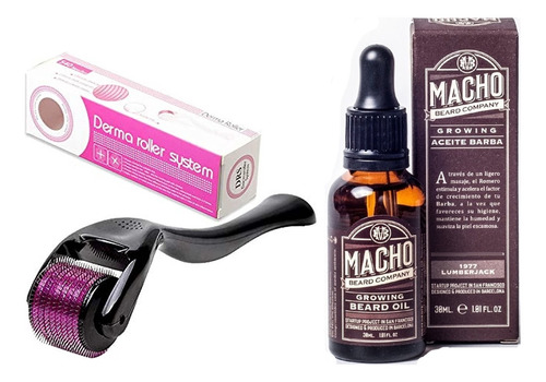 Kit Crecimiento Capilar Tonico Barba Aceite + Dermaroller