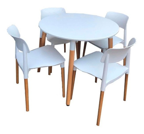 Juego De Comedor Lejaim Super Combo Eames Color Blanco Con 4 Sillas Diseño Liso Mesa De 90cm De Largo Máximo X 90cm De Ancho X 80cm De Alto