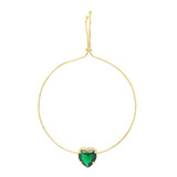 Pulseira Madrinha Coração Verde Esmeralda Folheado Ouro