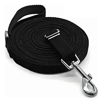 Glowlin 10m Correa Larga Para Perros Asa Acolchada Adiestramiento Negro, Ideal Para Entrenamiento, Paseos, Jardín Y Actividades Al Aire Libre, Gancho Seguro Y Material Duradero.