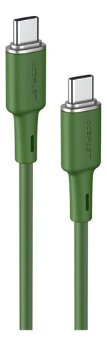 Cable De Carga Y Datos Usb-c To Usb-c Acefast Color Verde Oliva