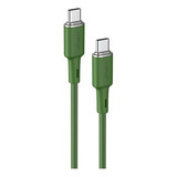 Cable De Carga Y Datos Usb-c To Usb-c Acefast Color Verde Oliva