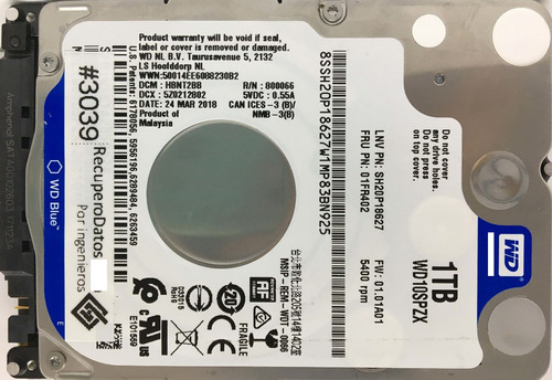 Wd Wd10spzx-24z10t0 1000gb Sata - 03715 Recuperodatos