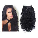 Extensiones Cabello Natural Negro Rizado Con Clips Set De 7