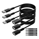 3 Cables De Extension Usb 2.0 Macho A Hembra | Negro / 1,8m