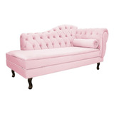 Recamier Divã Namoradeira Juliana 140 Cm Rosa Bebê Corino