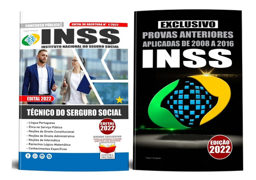 Apostila Kit Inss Técnico Do Seguro Social  + Caderno De Provas Anteriores - Atualizada 2022