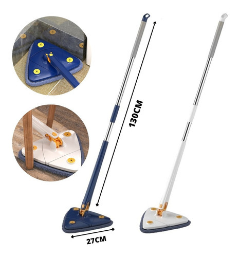 Esfregão Mop De Limpeza Giratorio Triangular 360 Ajustavel Cor Azul