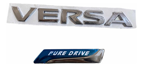 Emblemas Nissan Versa Y Pure Drive Letras Cromadas Cajuela