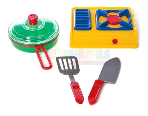 Kit Cocina Juguete Sarten Anafe Cubierto Comida Infantil Tl