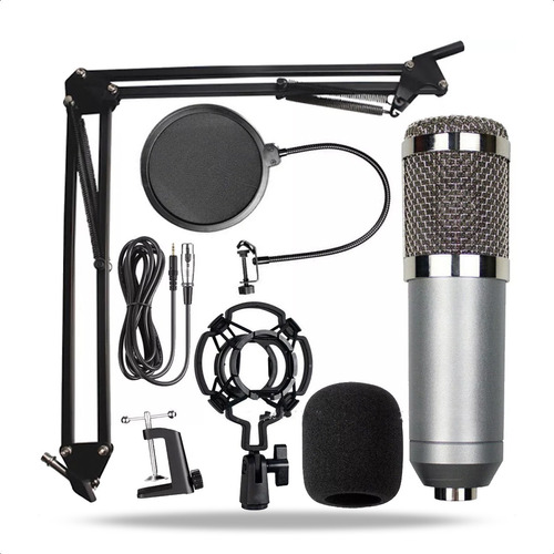 Kit Microfono Condenser Soporte Cable Araña Radio Youtube